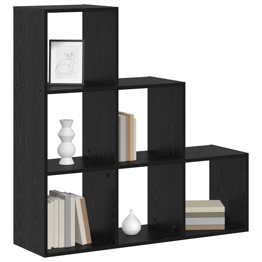 Kamerscherm Boekenkast Zwart Eiken 99 x 29 x 99 cm Bewerkt hout