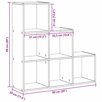 Kamerscherm Boekenkast Zwart Eiken 99 x 29 x 99 cm Bewerkt hout