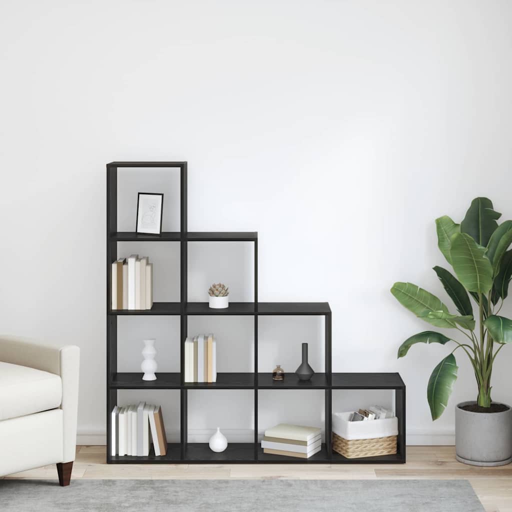 Kamerscherm Boekenkast Zwart Eiken 131,5 x 29 x 131,5 cm