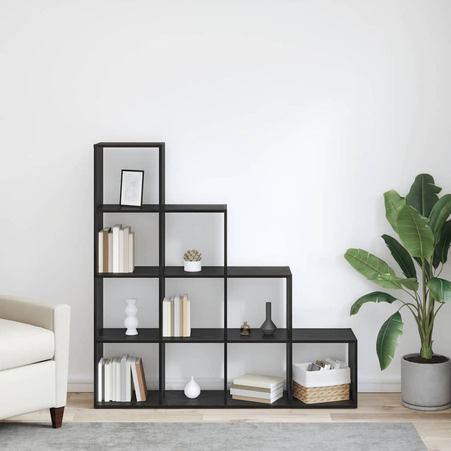 Kamerscherm Boekenkast Zwart Eiken 131,5 x 29 x 131,5 cm