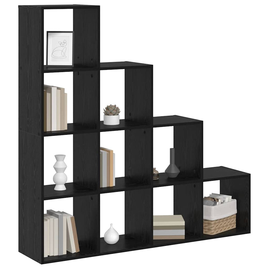 Kamerscherm Boekenkast Zwart Eiken 131,5 x 29 x 131,5 cm