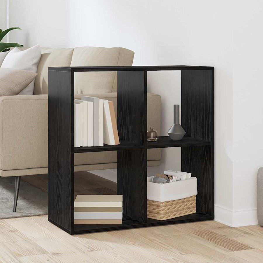 Boekenkast Zwart Eiken 69,5 x 29 x 69,5 cm Bewerkt hout
