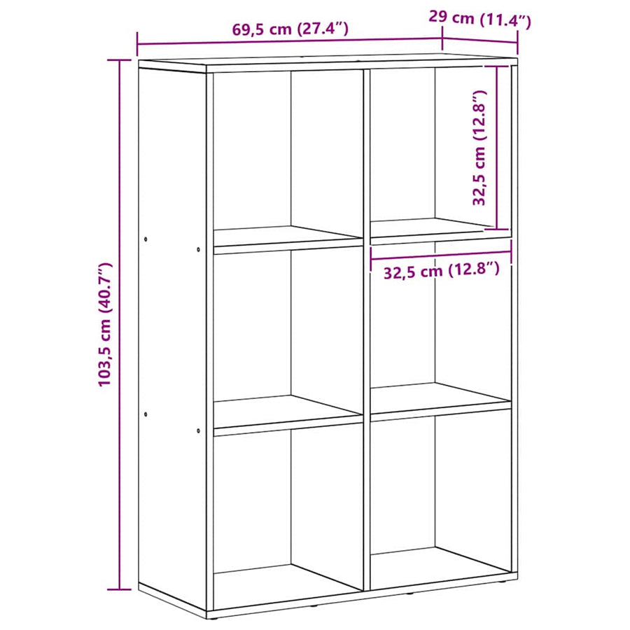 Boekenkast Zwart Eiken 69,5 x 29 x 103,5 cm Bewerkt hout