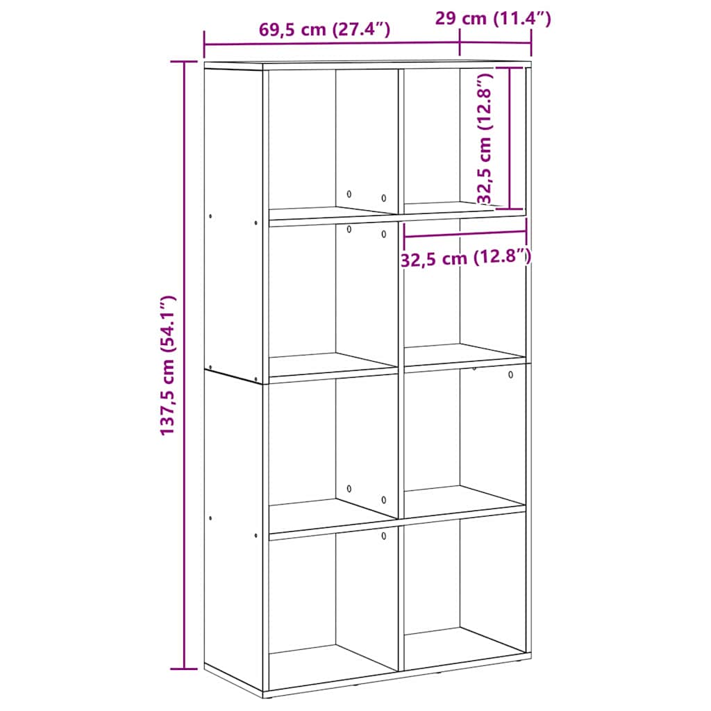 Boekenkast Zwart Eiken 69,5 x 29 x 137,5 cm Bewerkt hout