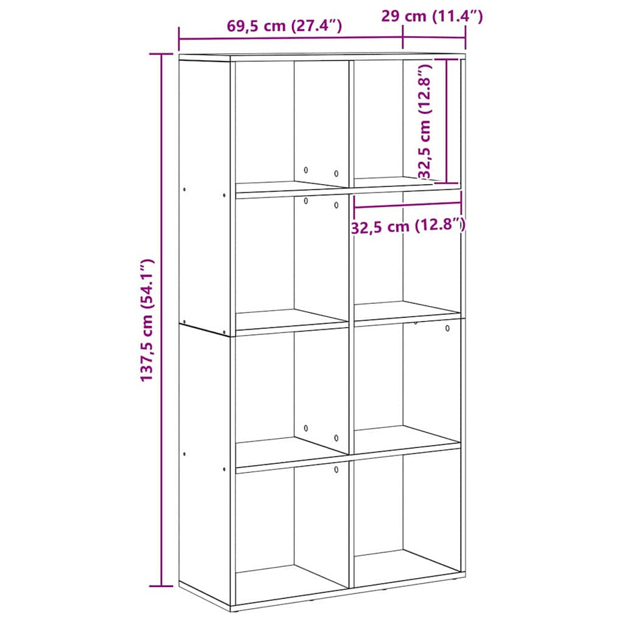 Boekenkast Zwart Eiken 69,5 x 29 x 137,5 cm Bewerkt hout