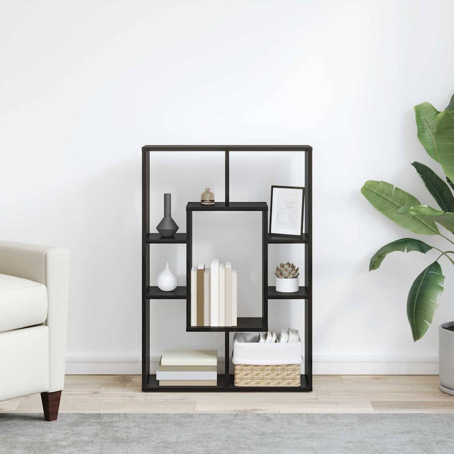 Boekenkast Zwart Eiken 63 x 20 x 90 cm Bewerkt hout
