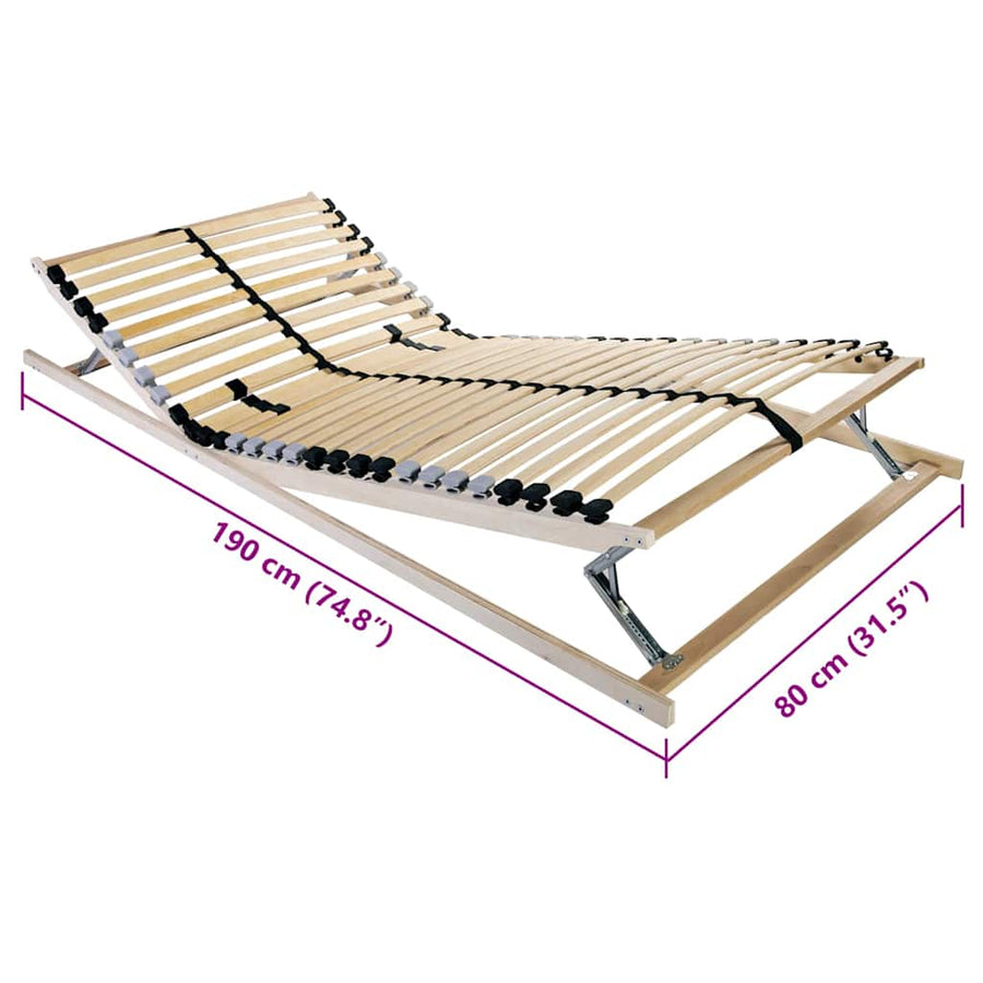 Lamelbodem met hoofdeinde Bruin 80 x 190 cm Hout en Plastic