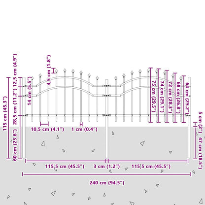 Tuin Hek Grijs 115 cm Poedergecoat staal