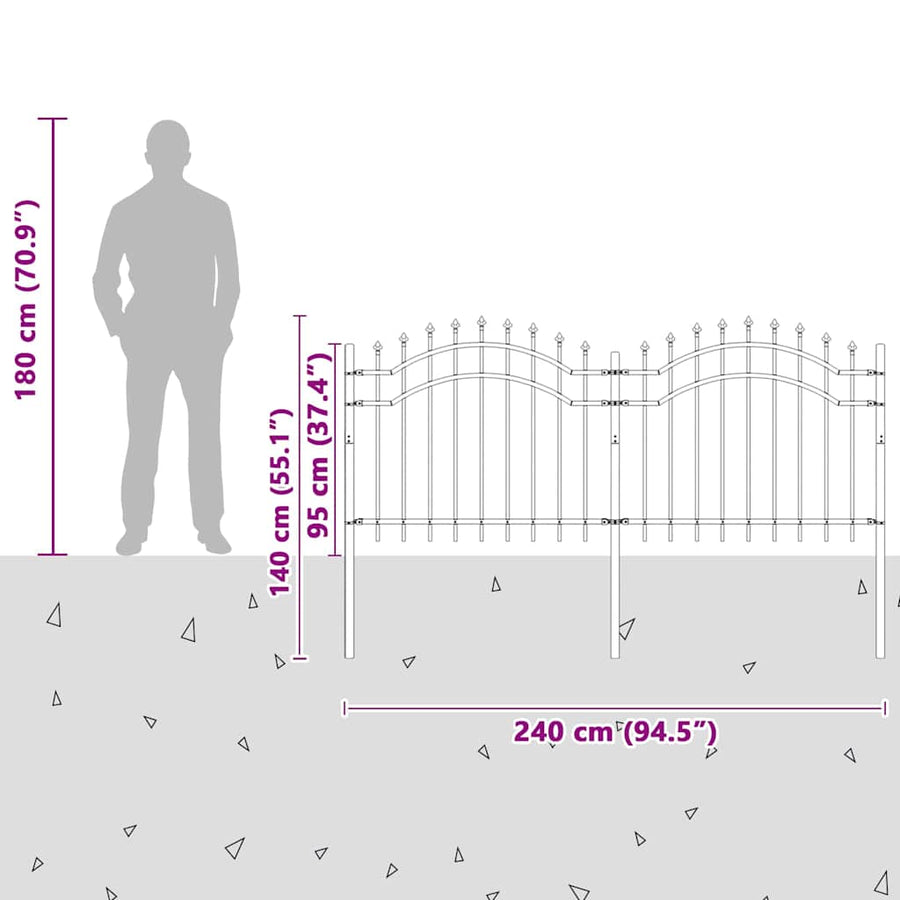 Tuin Hek Grijs 140 cm Poedergecoat staal
