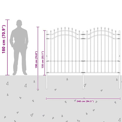 Tuin Hek Grijs 190 cm Poedergecoat staal