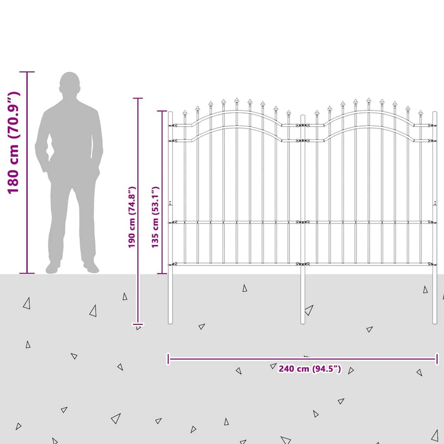 Tuin Hek Grijs 190 cm Poedergecoat staal