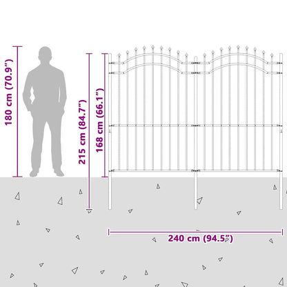 Tuin Hek Grijs 215 cm Poedergecoat staal