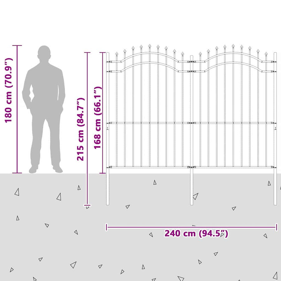 Tuin Hek Grijs 215 cm Poedergecoat staal
