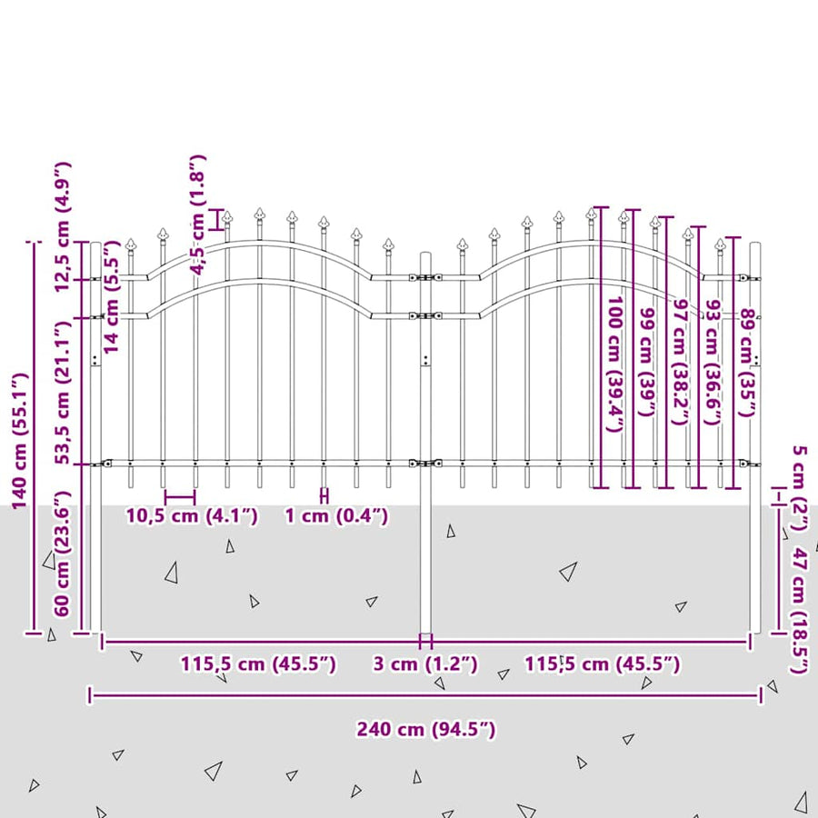 Tuin Hek Wit 140 cm Poedergecoat staal