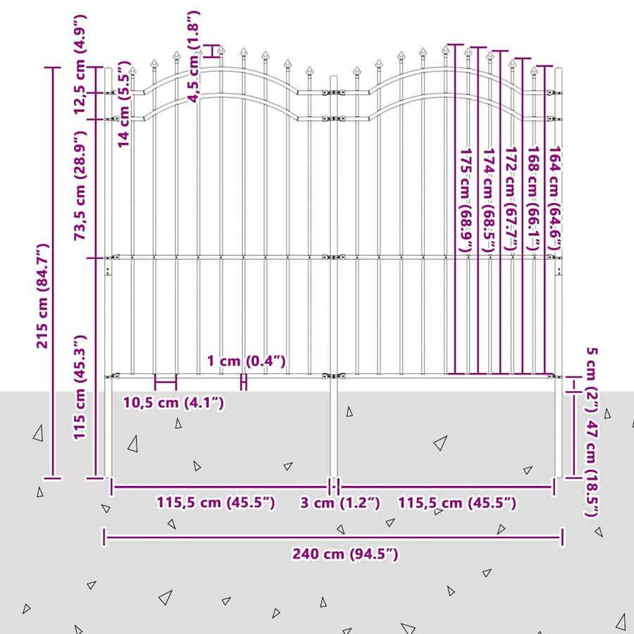 Tuin Hek Wit 215 cm Poedergecoat staal
