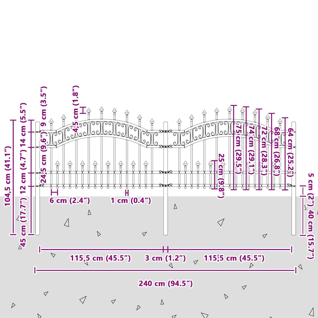 Tuinhek Wit 115 cm Poedergecoat staal