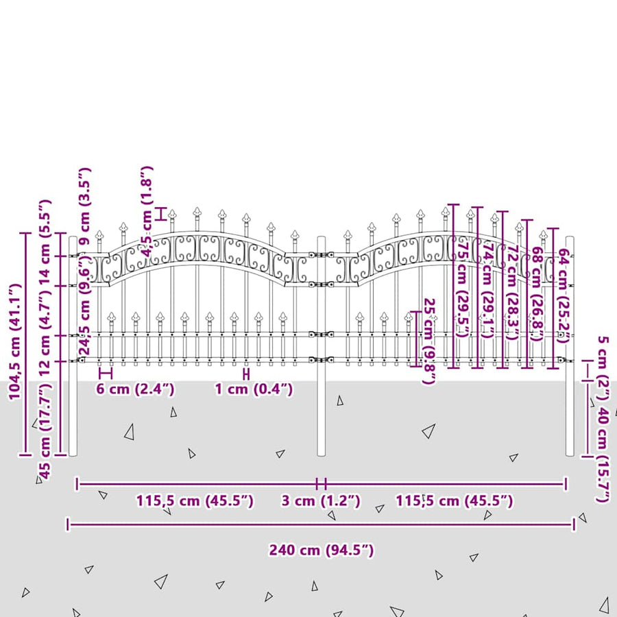 Tuinhek Wit 115 cm Poedergecoat staal