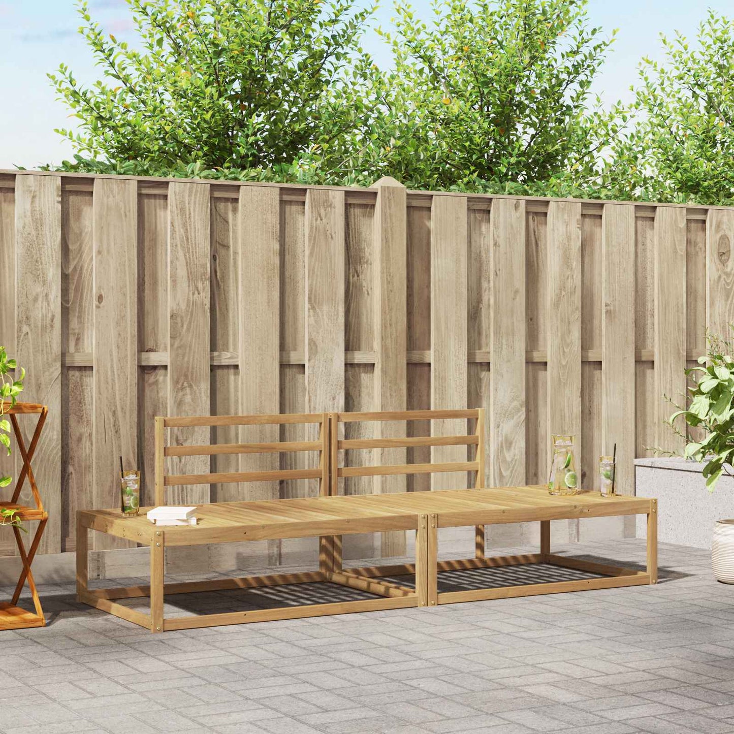 Buiten bankenset Wit 230,5 x 83 x 73 cm Massief Acaciahout