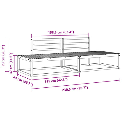 Buiten bankenset Wit 230,5 x 83 x 73 cm Massief Acaciahout