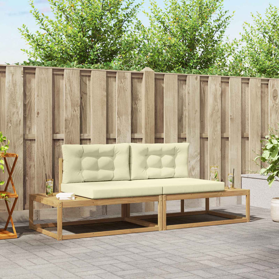 Buiten bankenset met kussen Wit 230,5 x 83 x 73 cm Polyester