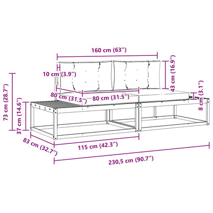 Buiten bankenset met kussen Wit 230,5 x 83 x 73 cm Polyester