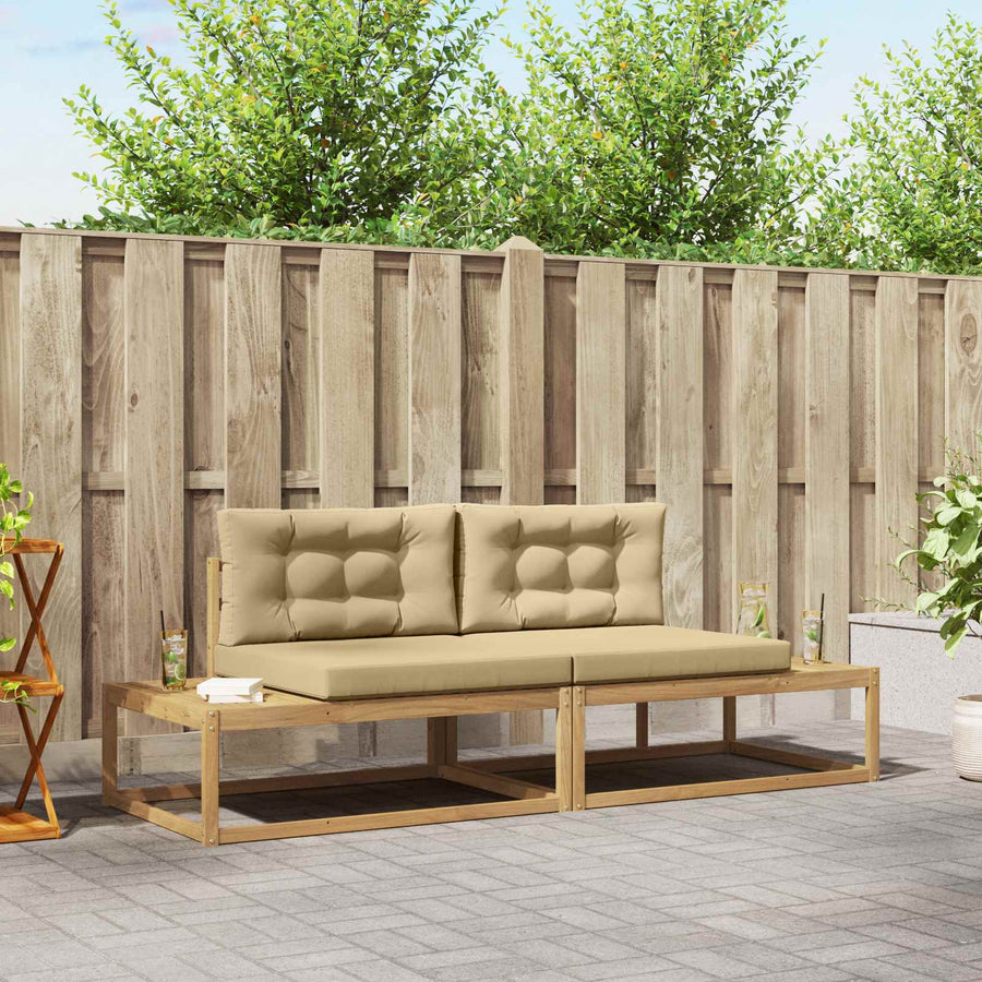 Buiten bankenset met kussen Wit 230,5 x 83 x 73 cm Polyester