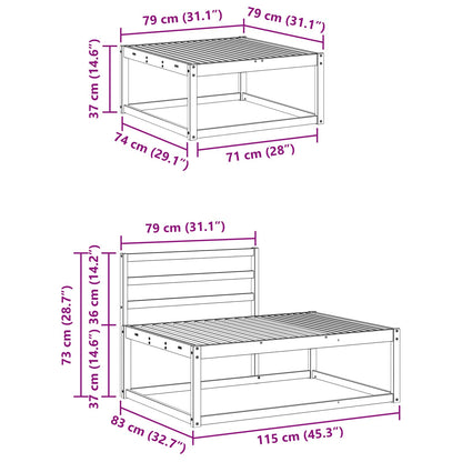 Buiten bankenset Wit 79 x 79 x 37 cm Massief Acaciahout