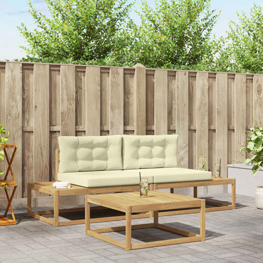 Buiten bankenset met kussen Wit 79 x 79 x 37 cm Polyester