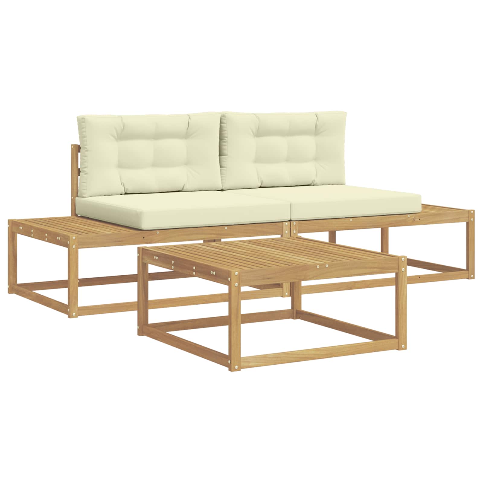 Buiten bankenset met kussen Wit 79 x 79 x 37 cm Polyester