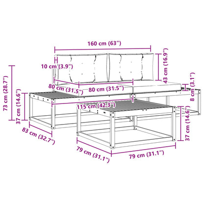 Buiten bankenset met kussen Wit 79 x 79 x 37 cm Polyester