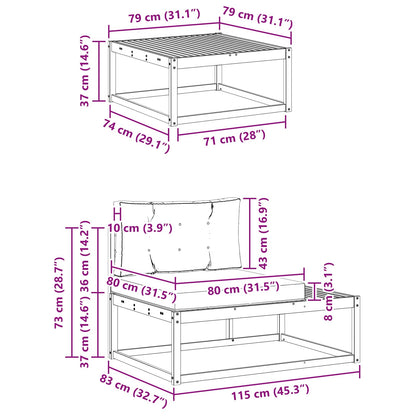 Buiten bankenset met kussen Wit 79 x 79 x 37 cm Polyester