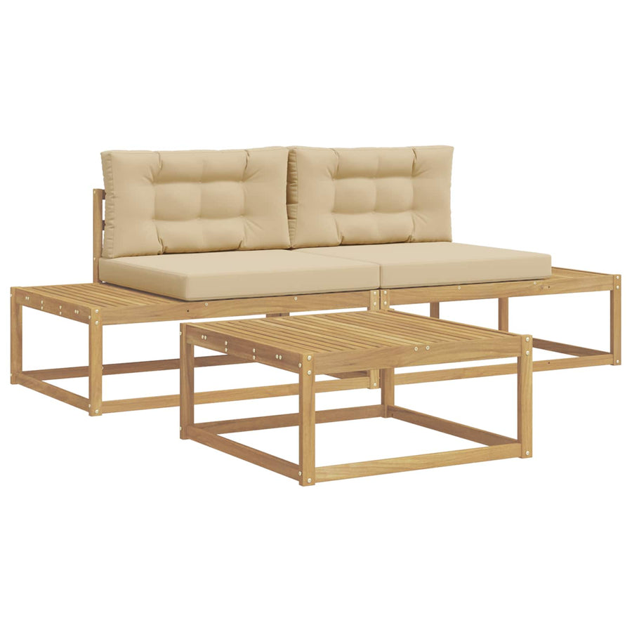 Buiten bankenset met kussen Wit 79 x 79 x 37 cm Polyester