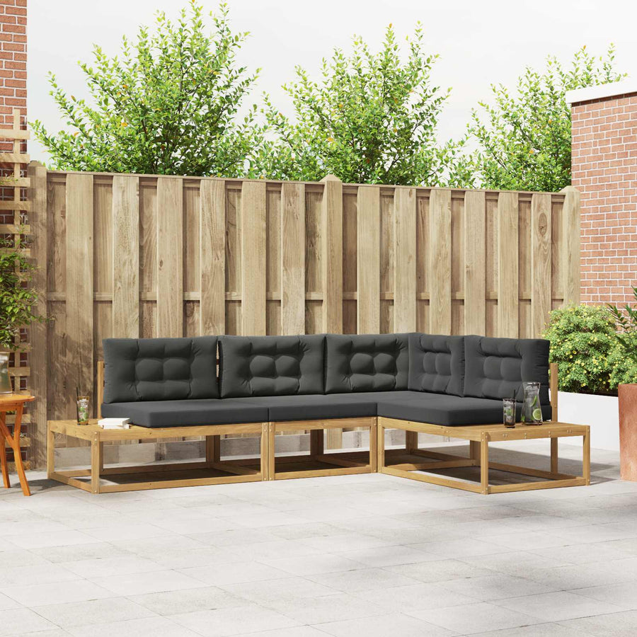 Buiten bankenset met kussen Wit 277,5 x 198,5 x 73 cm Polyester