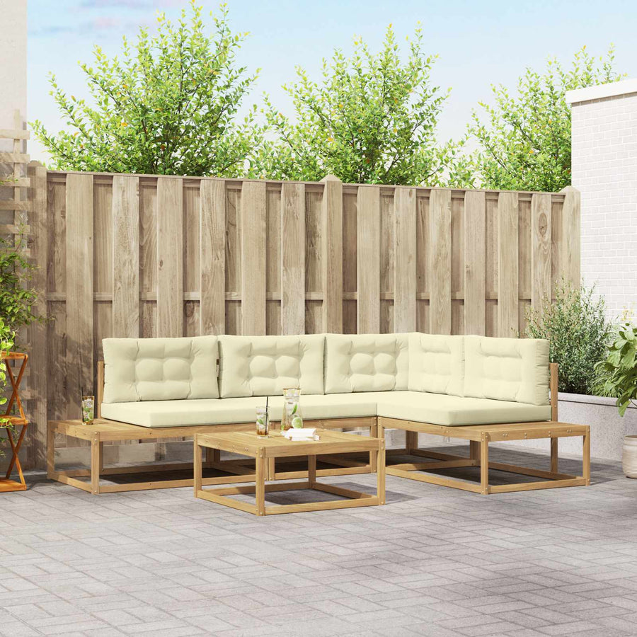Buiten bankenset met kussen Wit 79 x 79 x 37 cm Polyester