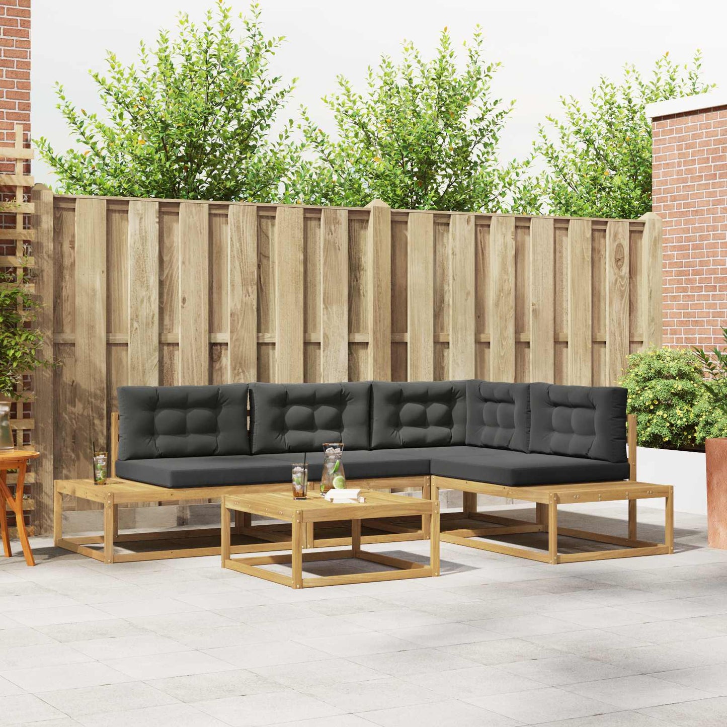 Buiten bankenset met kussen Wit 79 x 79 x 37 cm Polyester