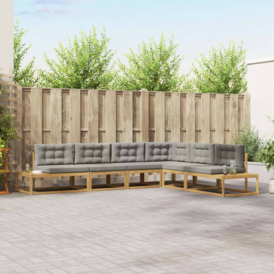 Buiten bankenset met kussen Wit 357 x 198,5 x 73 cm Polyester