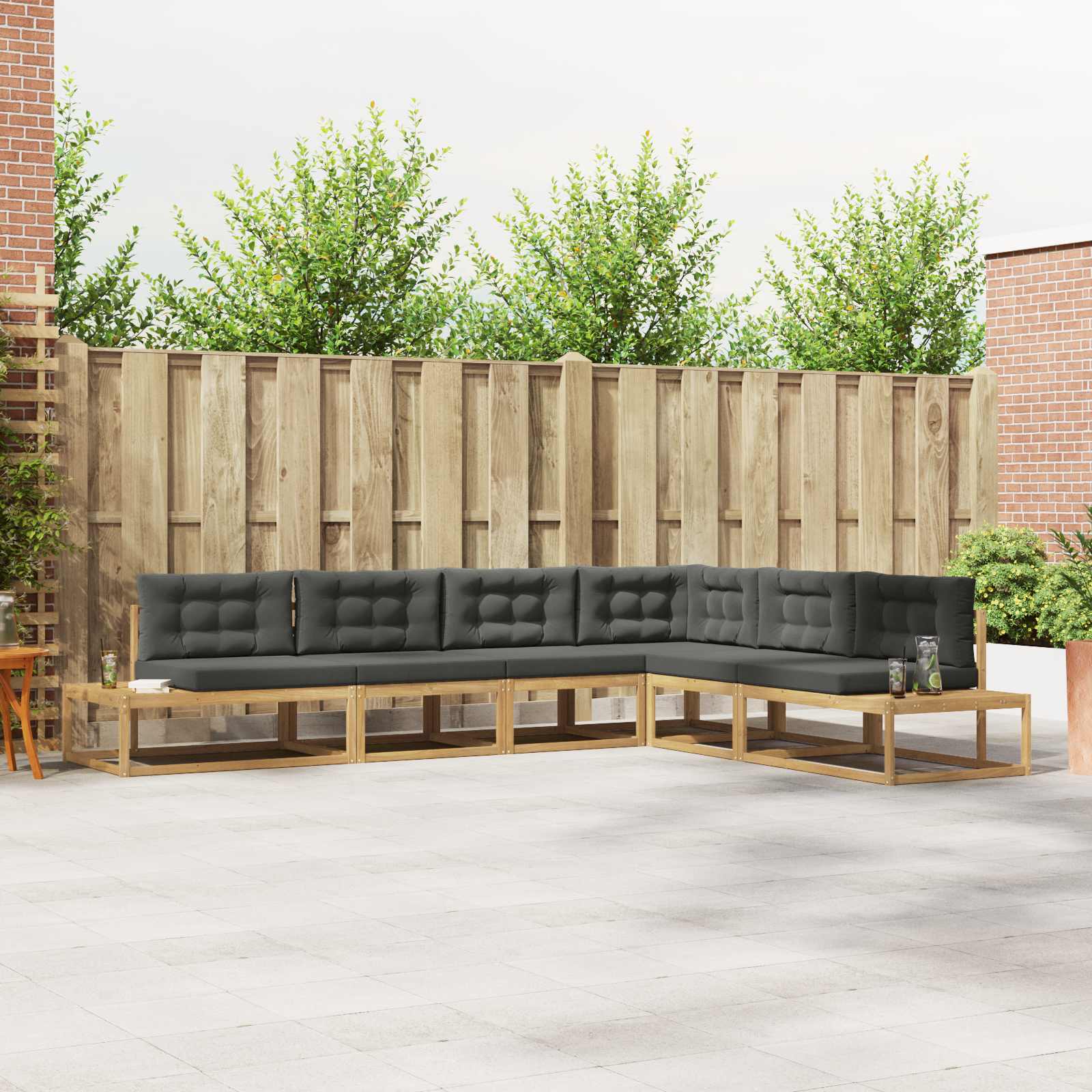 Buiten bankenset met kussen Wit 357 x 198,5 x 73 cm Polyester
