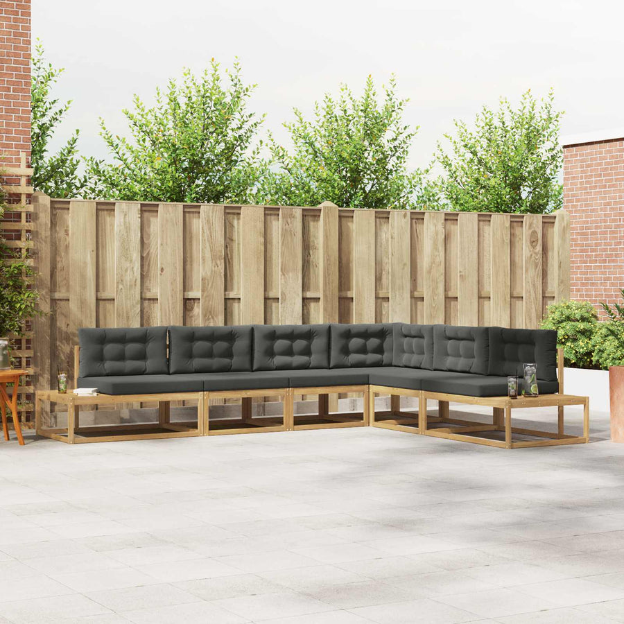 Buiten bankenset met kussen Wit 357 x 198,5 x 73 cm Polyester