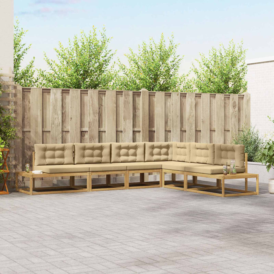 Buiten bankenset met kussen Wit 357 x 198,5 x 73 cm Polyester