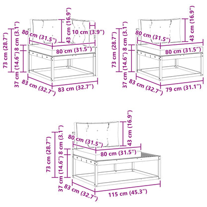Buiten bankenset met kussen Wit 357 x 198,5 x 73 cm Polyester