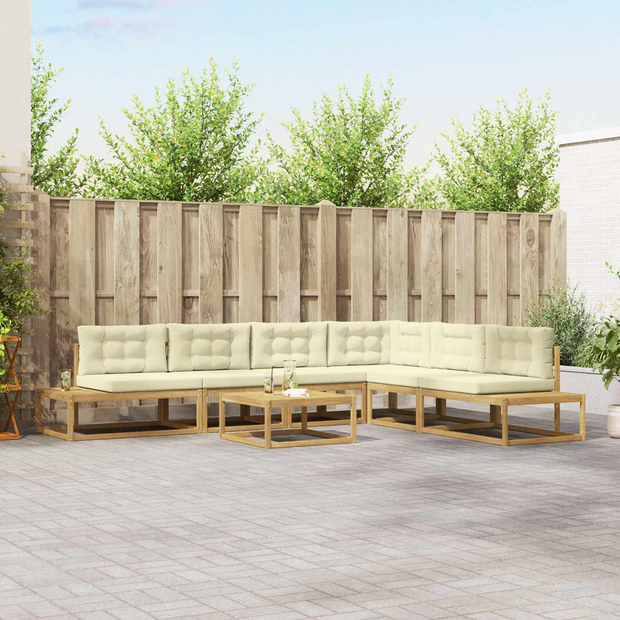 Buiten bankenset met kussen Wit 79 x 79 x 37 cm Polyester