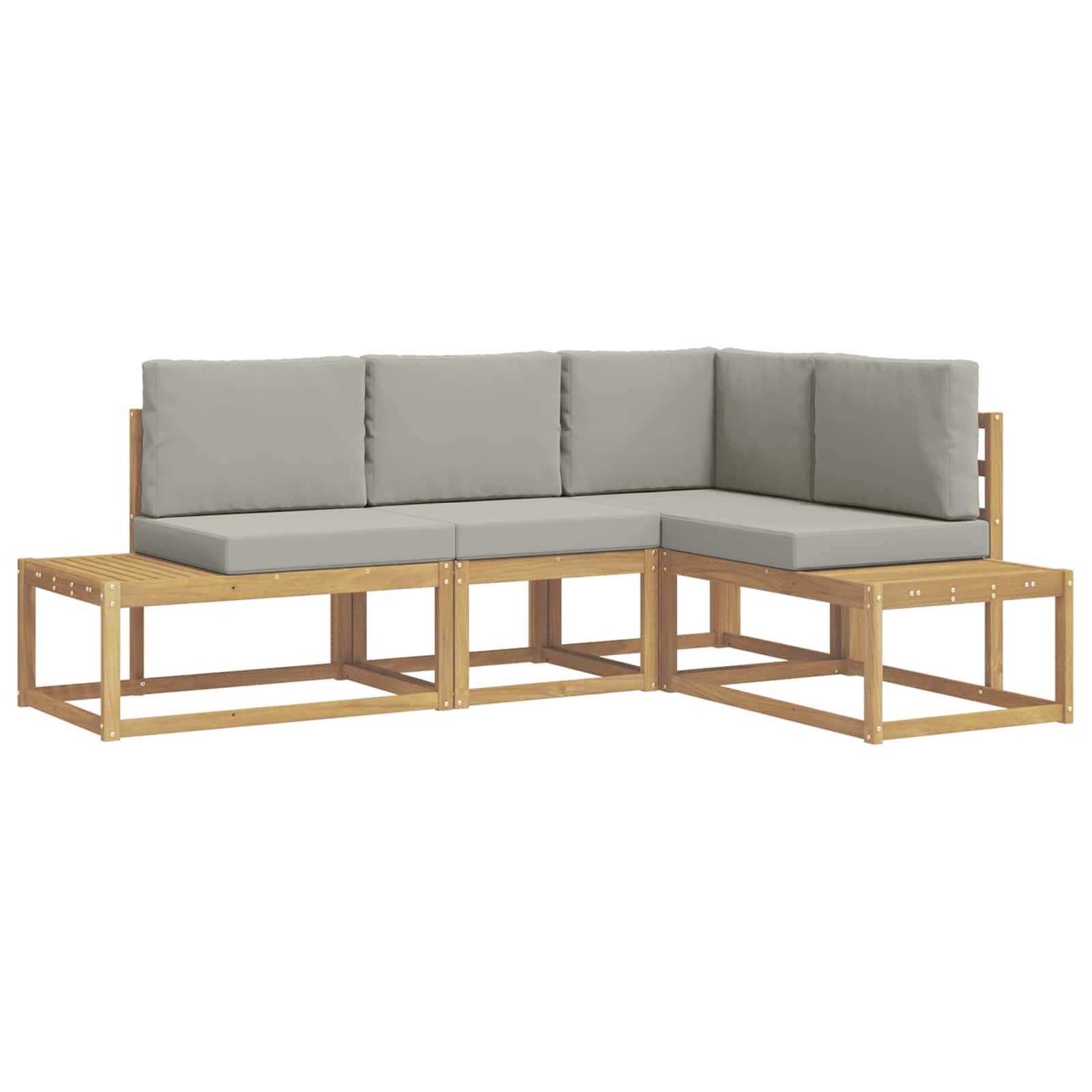 Buiten bankenset 3 Stuk Wit en Lichtgrijs Polyester