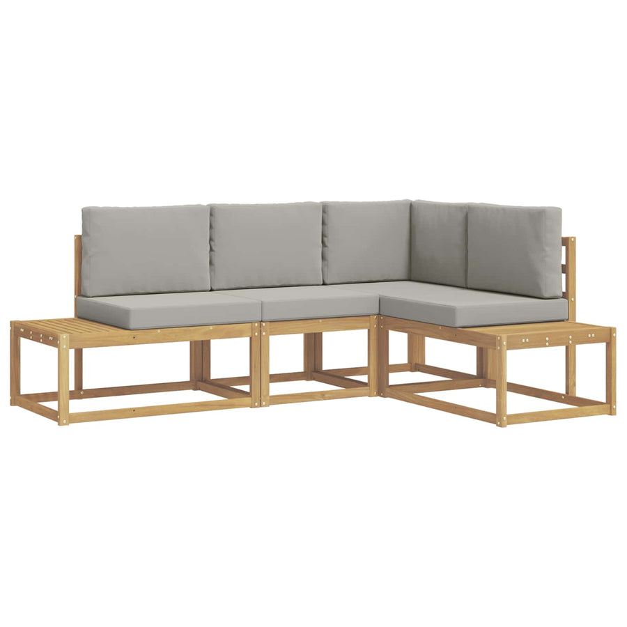 Buiten bankenset 3 Stuk Wit en Lichtgrijs Polyester