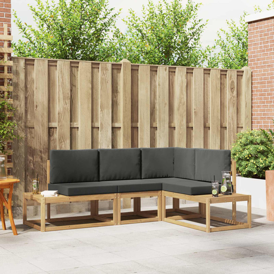 Buiten bankenset 3 Stuk Wit en antracietkleurig Polyester