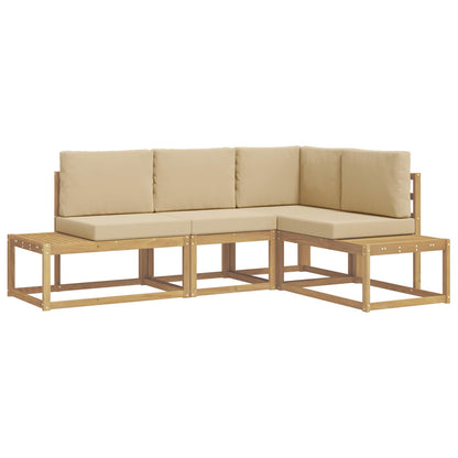 Buiten bankenset 3 Stuk Wit en Beige Polyester