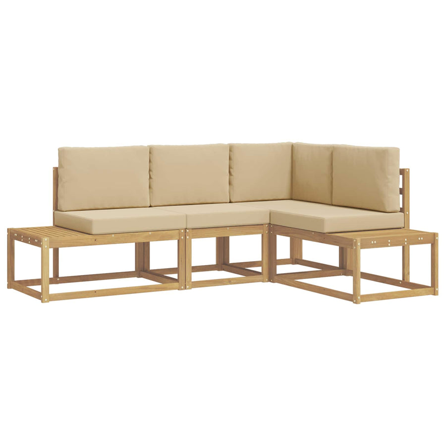 Buiten bankenset 3 Stuk Wit en Beige Polyester