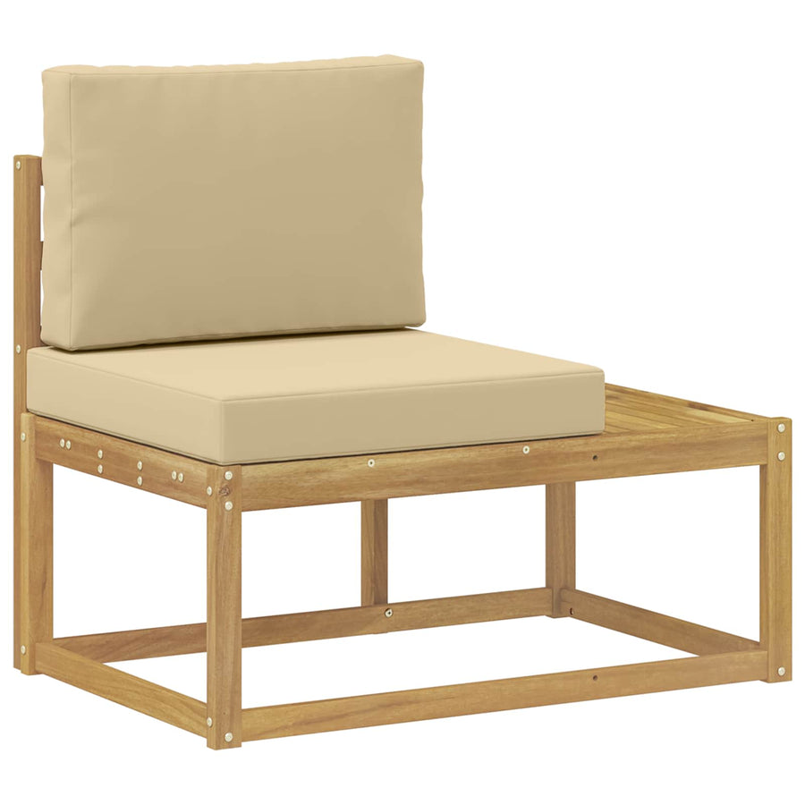 Buiten bankenset 3 Stuk Wit en Beige Polyester