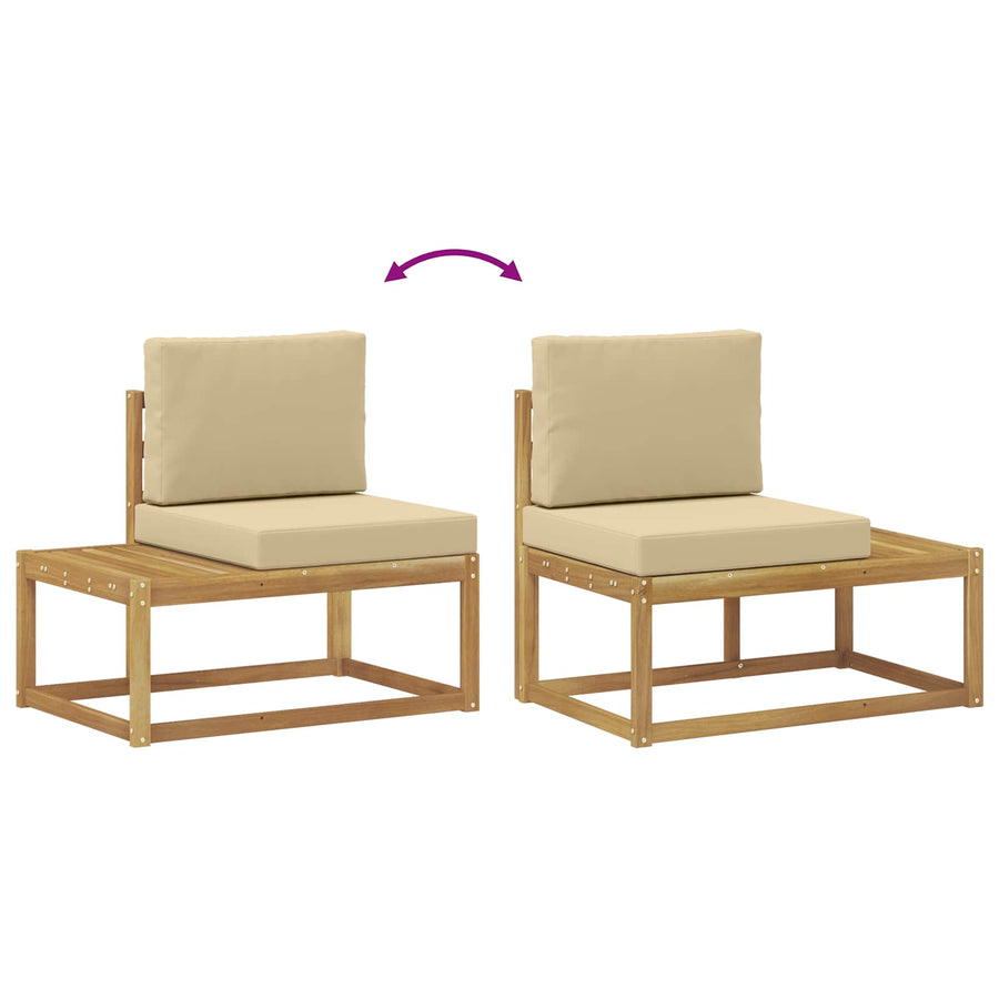 Buiten bankenset 3 Stuk Wit en Beige Polyester