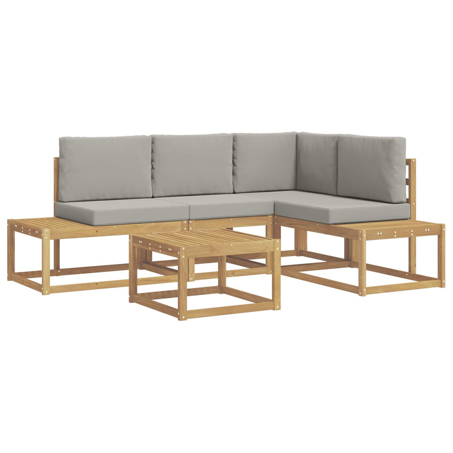 Buiten bankenset 4 Stuk Wit en Lichtgrijs Polyester