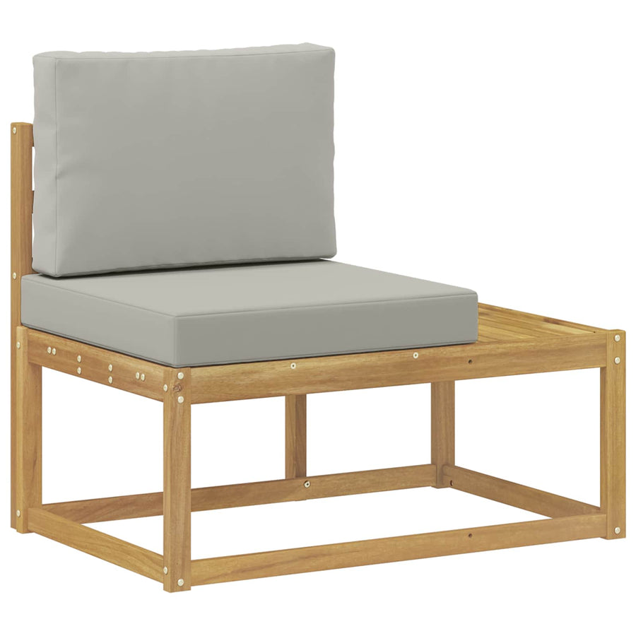 Buiten bankenset 4 Stuk Wit en Lichtgrijs Polyester